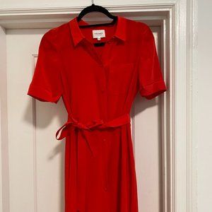 Midi Sezane Silk Red Dress (Size 36/US 4)